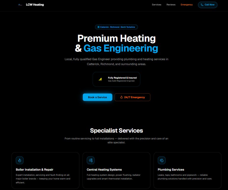 LCW HEATING website build by Cedar