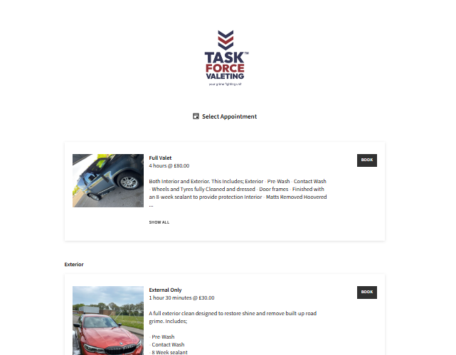 TASK FORCE VALETING website build by Cedar